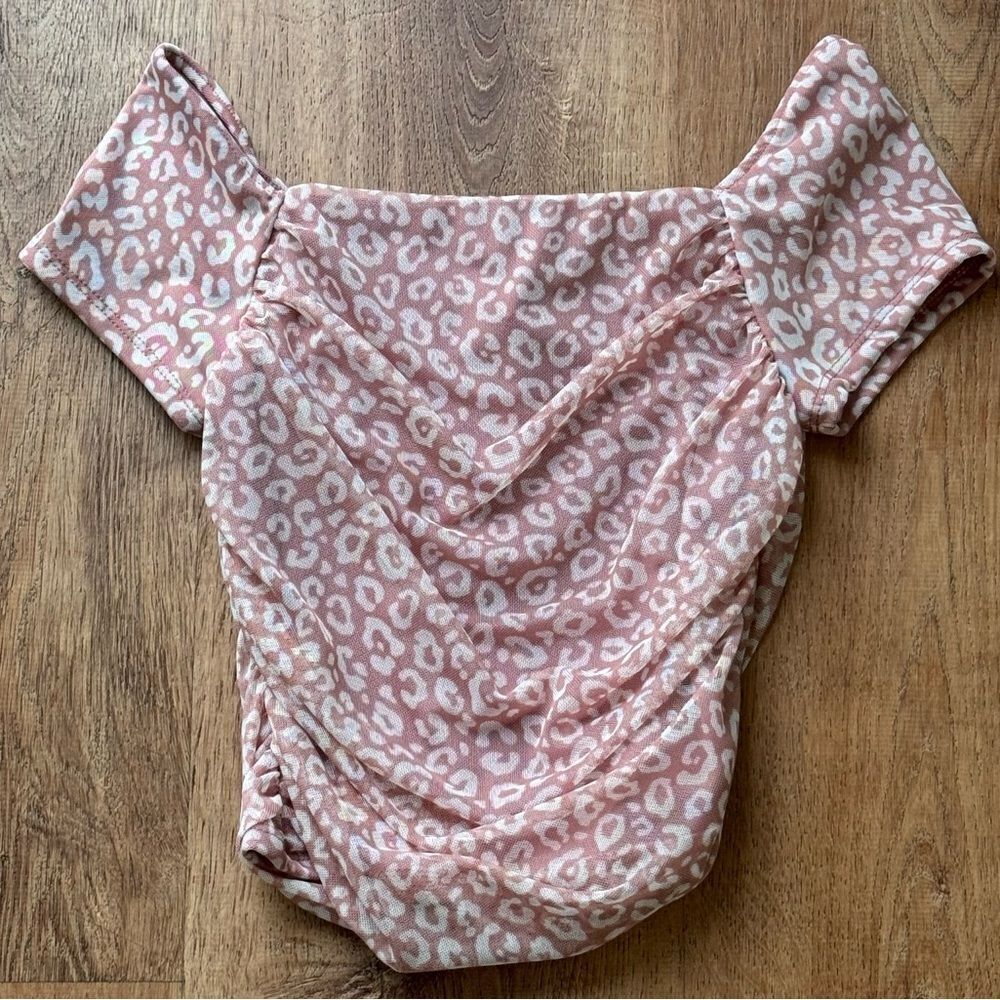 Ragdoll Mesh Lined Cheetah Pink White Top Girls XL 14